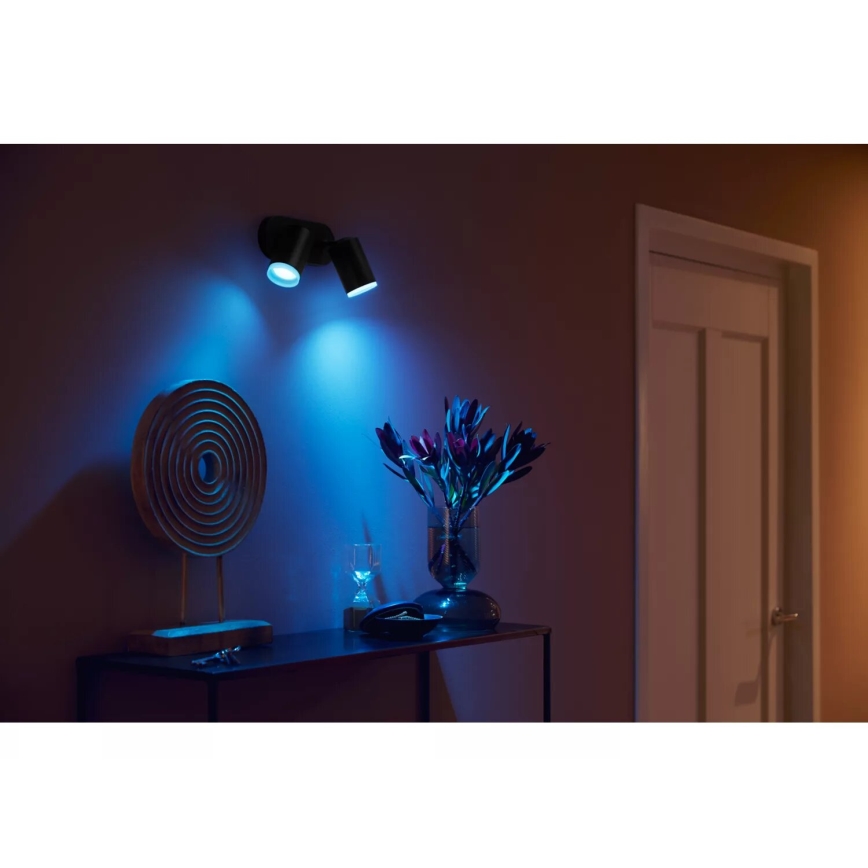 Philips - LED RGBW prigušiva spot svetiljka Hue FUGATO 2xGU10/4,2W/230V 2000-6500K crna
