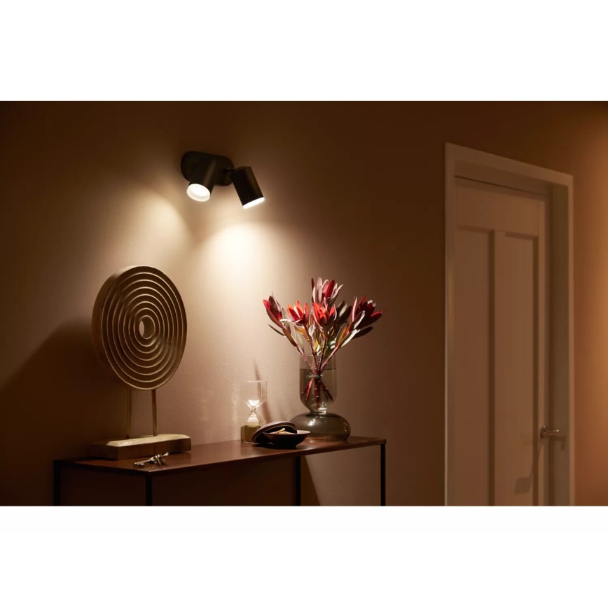 Philips - LED RGBW prigušiva spot svetiljka Hue FUGATO 2xGU10/4,2W/230V 2000-6500K crna