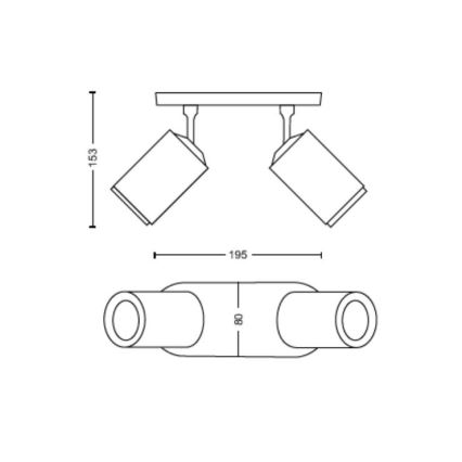 Philips - LED RGBW prigušiva spot svetiljka Hue FUGATO 2xGU10/4,2W/230V 2000-6500K crna