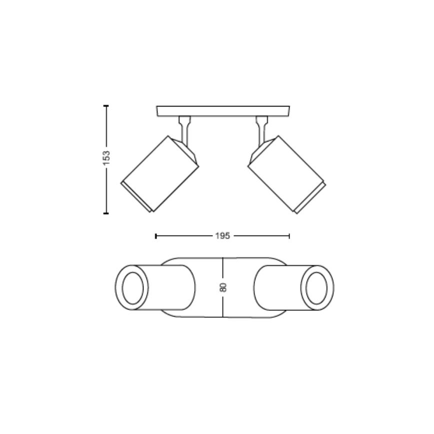 Philips - LED RGBW prigušiva spot svetiljka Hue FUGATO 2xGU10/4,2W/230V 2000-6500K crna