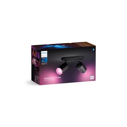 Philips - LED RGBW prigušiva spot svetiljka Hue FUGATO 2xGU10/4,2W/230V 2000-6500K crna
