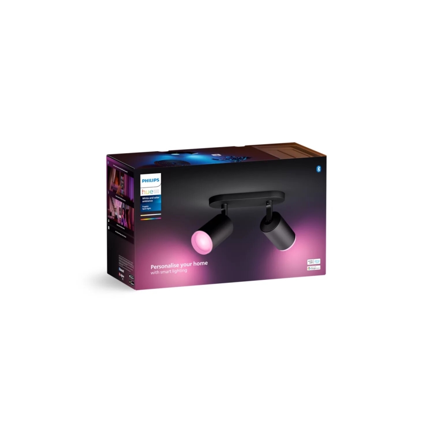 Philips - LED RGBW prigušiva spot svetiljka Hue FUGATO 2xGU10/4,2W/230V 2000-6500K crna
