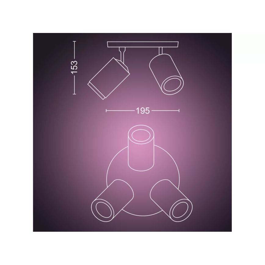Philips - LED RGBW prigušiva spot svetiljka Hue FUGATO 3xGU10/4,2W/230V 2000-6500K bela