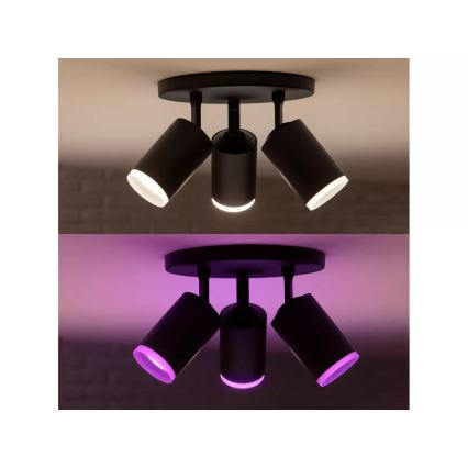Philips - LED RGBW prigušiva ugradna spot svetiljka Hue FUGATO 3xGU10/4,2W/230V 2000-6500K crna