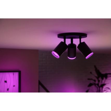 Philips - LED RGBW prigušiva ugradna spot svetiljka Hue FUGATO 3xGU10/4,2W/230V 2000-6500K crna