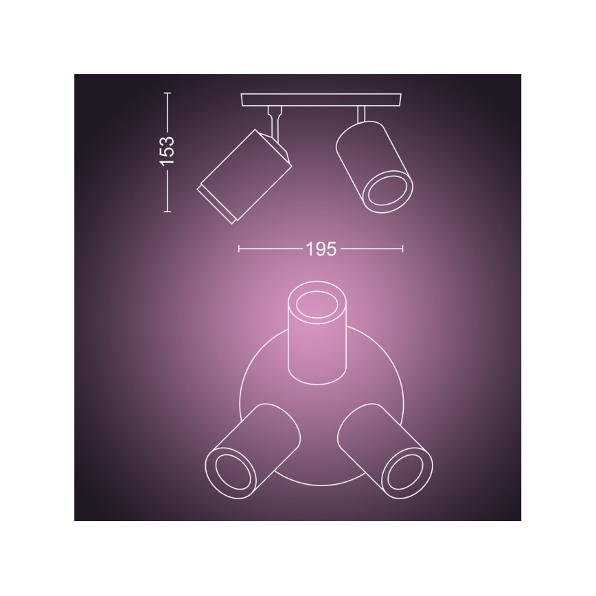 Philips - LED RGBW prigušiva ugradna spot svetiljka Hue FUGATO 3xGU10/4,2W/230V 2000-6500K crna
