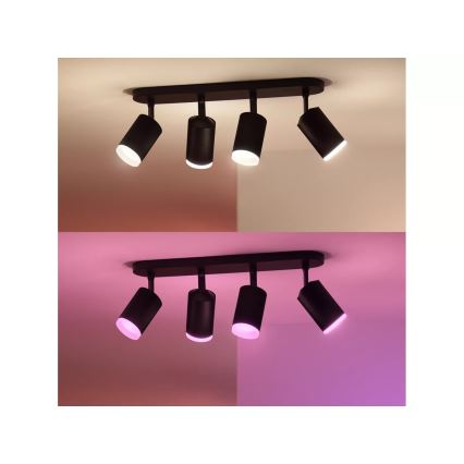 Philips - LED RGBW prigušiva ugradna reflektorska svetiljka Hue FUGATO 4xGU10/4,2W/230V 2000-6500K crna