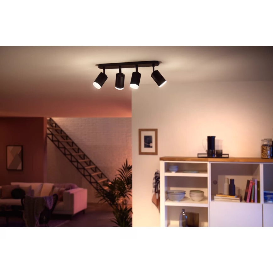 Philips - LED RGBW prigušiva ugradna reflektorska svetiljka Hue FUGATO 4xGU10/4,2W/230V 2000-6500K crna