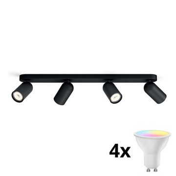 Philips - LED RGBW prigušiva spot svetiljka PONGEE 4xGU10/4,9W/230V 2700-6500K crna