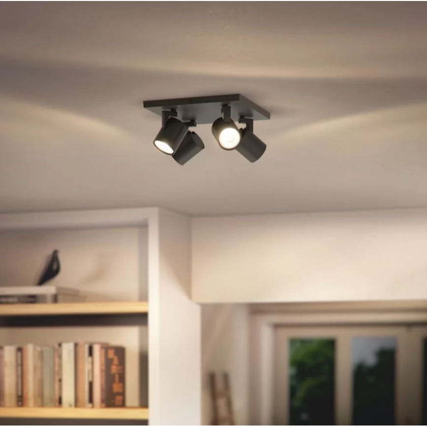 Philips - LED RGBW prigušiva ugradna spot svetiljka RUNNER 4xGU10/6,5W/230V 2700-6500K crna