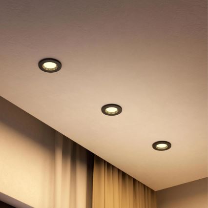 Philips - LED RGBW prigušiva ugradna stropna svetiljka PERIDOT 1xGU10/6W/230V crna + daljinski upravljač