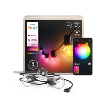 Philips - LED RGBW Produžna prigušiva spoljašnja girlanda Hue FESTAVIA 20xLED 14m IP65