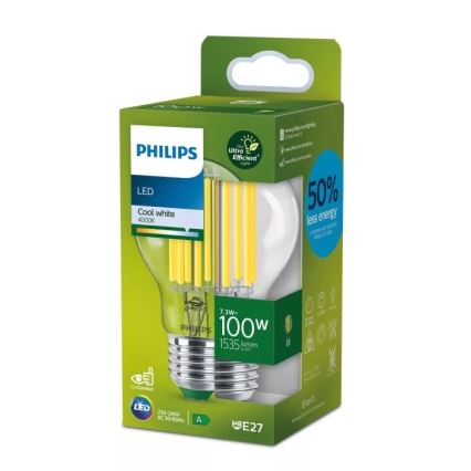 Philips LED sijalica A60 ULTRAEFFICIENT FILAMENT, E27, 7,3W, 230V, 4000K