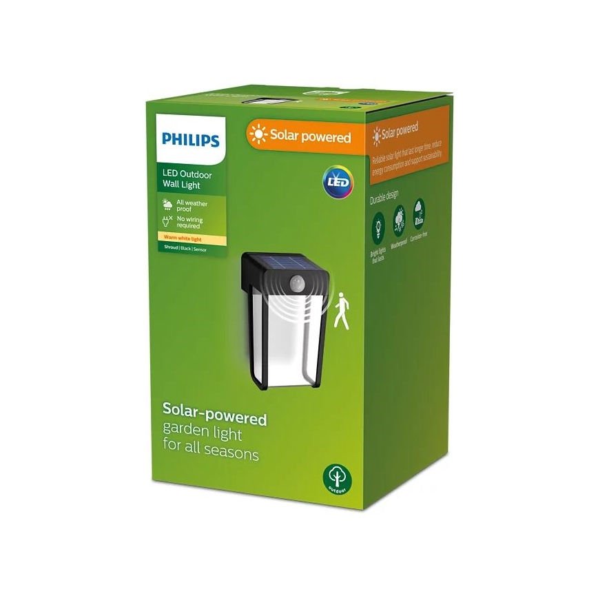 Philips - LED solarno zidno svetlo sa senzorom SHROUD LED/2,3W/3,7V 600 mAh IP44