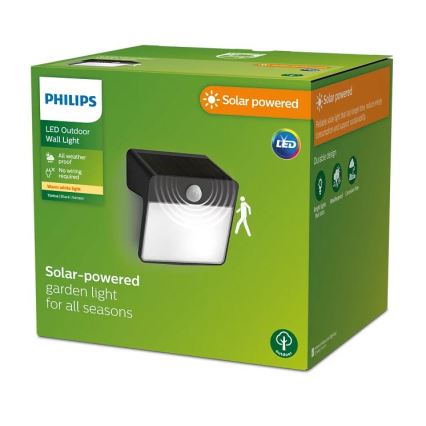 Philips - LED solarno zidno svetlo YARIXA sa senzorom pokreta i sumraka, 2,2W/3,7V, 600 mAh, IP44