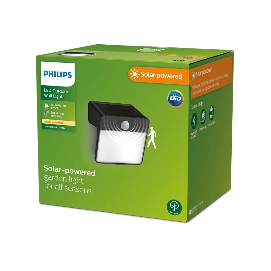 Philips - LED solarno zidno svetlo YARIXA sa senzorom pokreta i sumraka, 2,2W/3,7V, 600 mAh, IP44