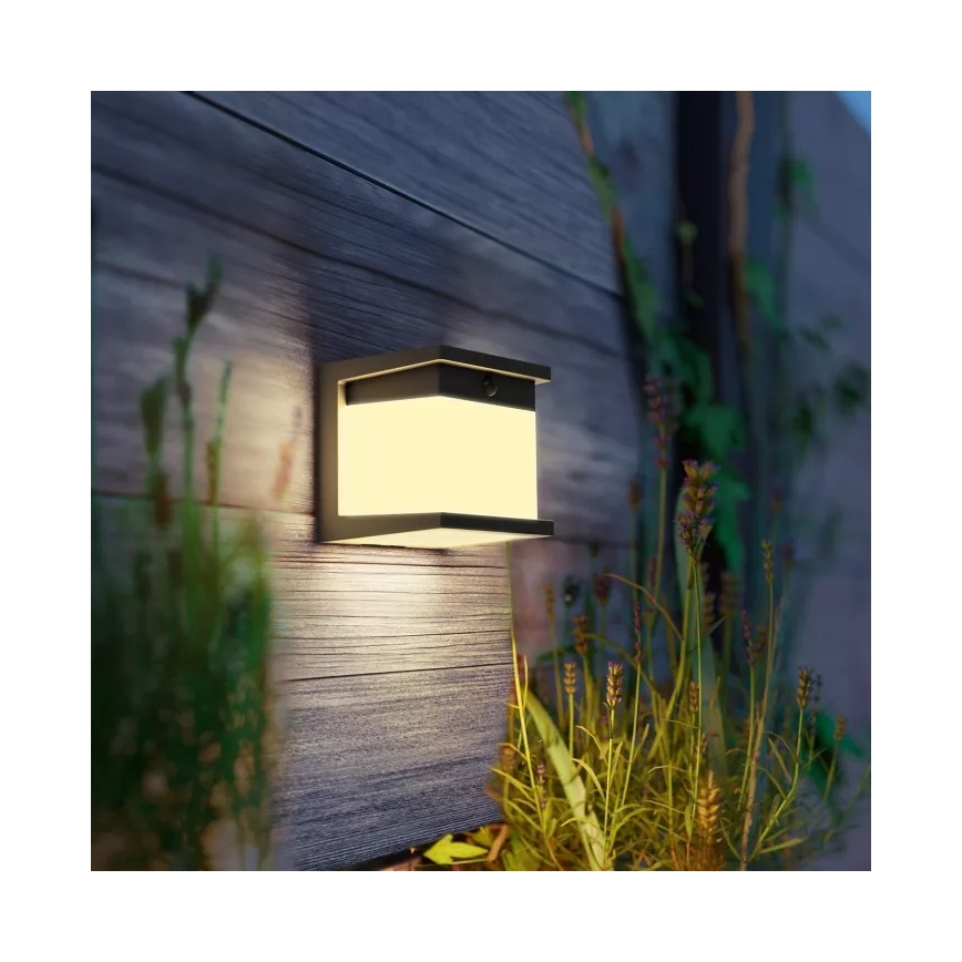 Philips - LED solarno zidno svetlo sa senzorom DIARA LED/3,8W/3,7V 800 mAh 2700K IP44 crna