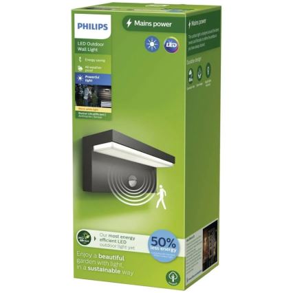 Philips - LED spoljašnje zidno svetlo sa senzorom BUSTAN LED/3,8W/230V 2700K IP44