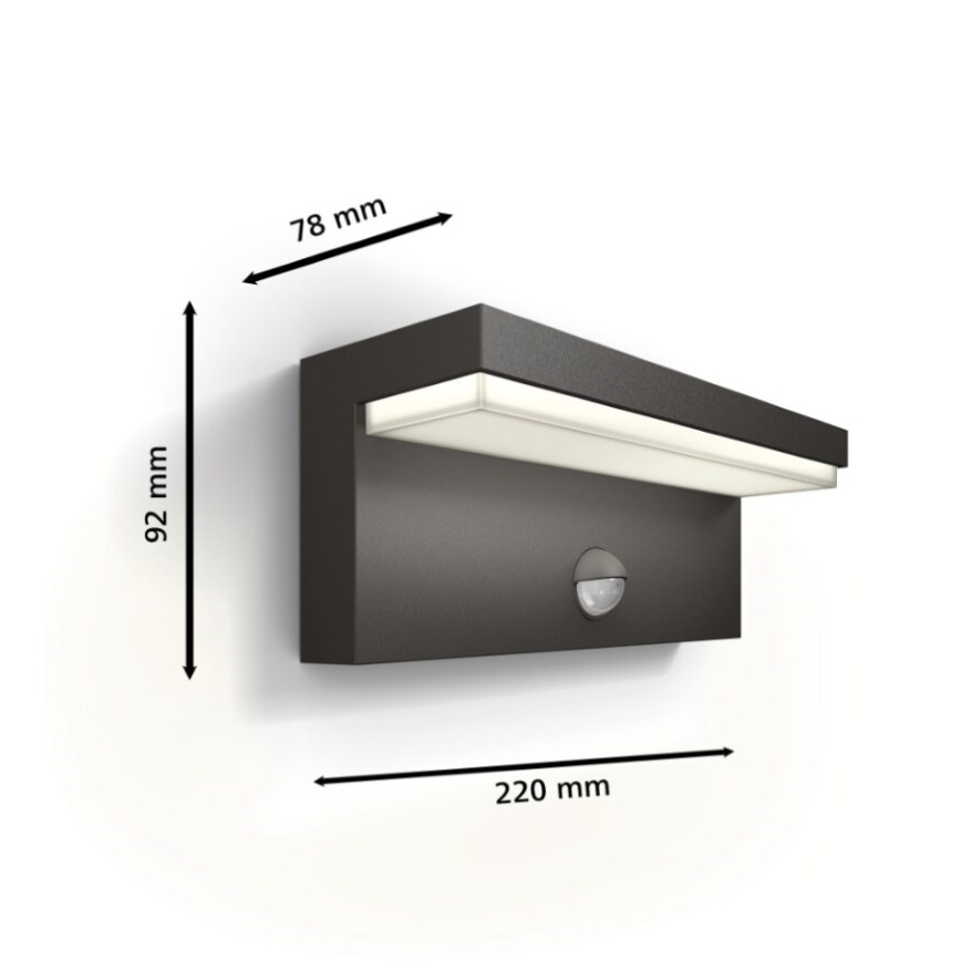 Philips - LED spoljašnje zidno svetlo sa senzorom BUSTAN LED/3,8W/230V 2700K IP44