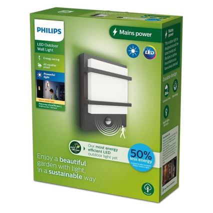 Philips - LED spoljašnje zidno svetlo sa senzorom PETRONIA LED/3,8W/230V IP44