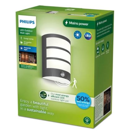 Philips - LED spoljašnje zidno svetlo sa senzorom PYTHON LED/3,8W/230V IP44