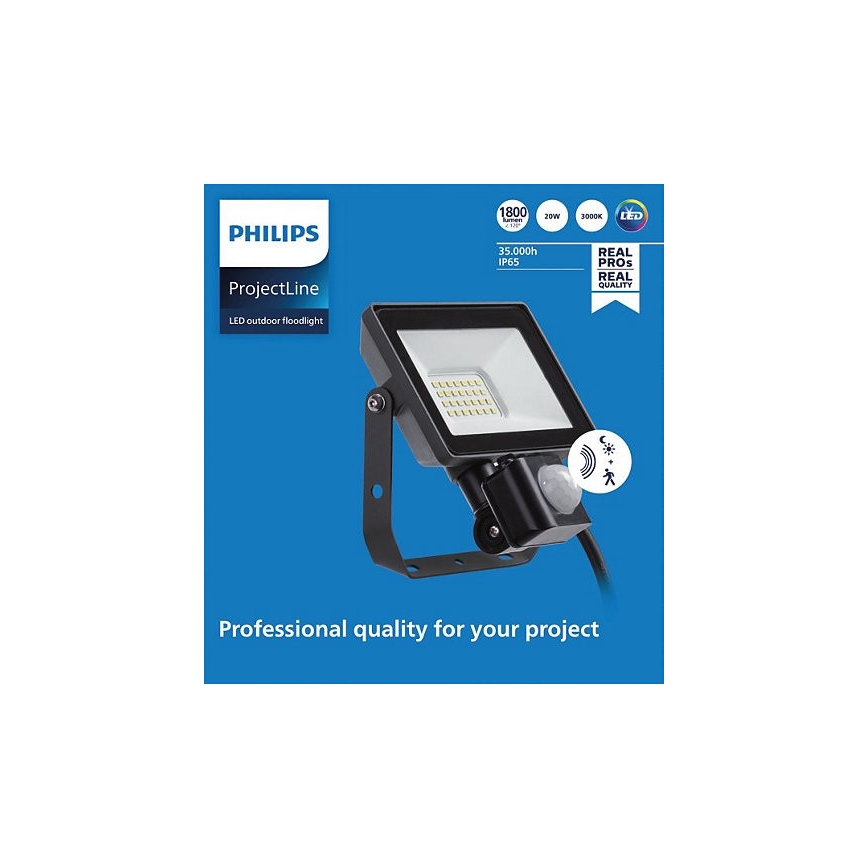 Philips - LED spoljašnji reflektor sa senzorom PROJECTLINE LED/20W/230V IP65 3000K