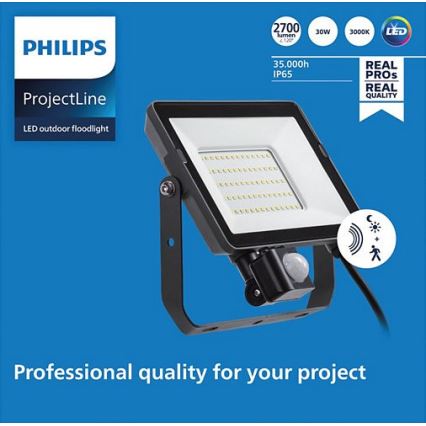Philips - LED spoljni reflektor sa senzorom PROJECTLINE LED/30W/230V IP65 3000K