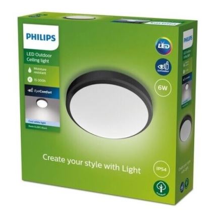 Philips - LED stropno svetlo za kupatilo LED/6 W/230 V 4000 K IP54 crna