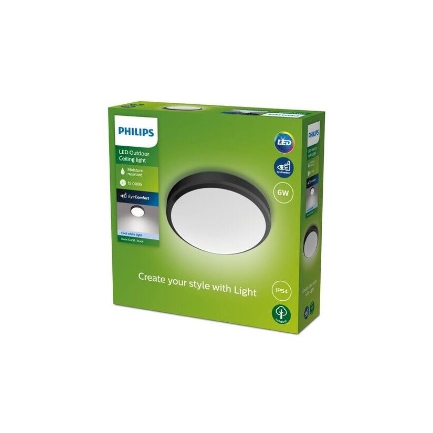 Philips - LED stropno svetlo za kupatilo LED/6 W/230 V 4000 K IP54 crna