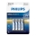 Philips LR03E4B/10 - Alkalna AAA baterija ULTRA ALKALINE 1,5V 1250mAh, 4 kom