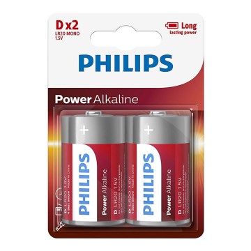 Philips LR20P2B/10 - 2 komada alkalne baterije veličine D, POWER ALKALINE, 1,5 V, 14500 mAh