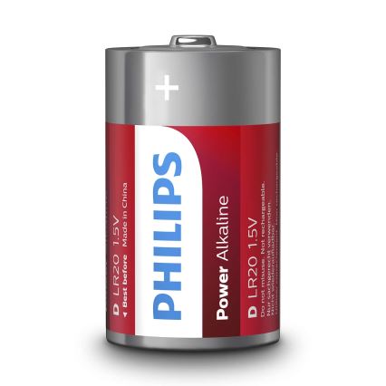 Philips LR20P2B/10 - 2 komada alkalne baterije veličine D, POWER ALKALINE, 1,5 V, 14500 mAh
