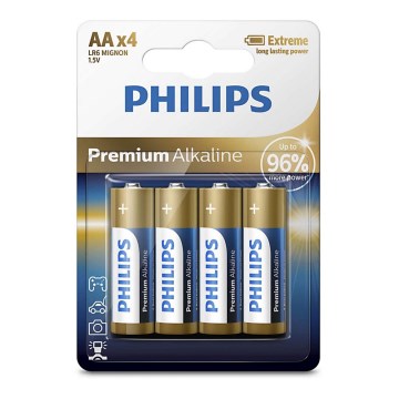 Philips LR6M4B/10 - 4 kom. alkalne AA baterije PREMIUM ALKALINE 1,5V 3200mAh
