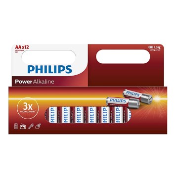 Philips LR6P12W/10 - 12 kom alkalnih AA baterija POWER ALKALINE 1,5V 2600mAh