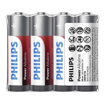 Philips LR6P4F/10 - 4 kom. alkalne AA baterije POWER ALKALINE 1,5 V 2600 mAh