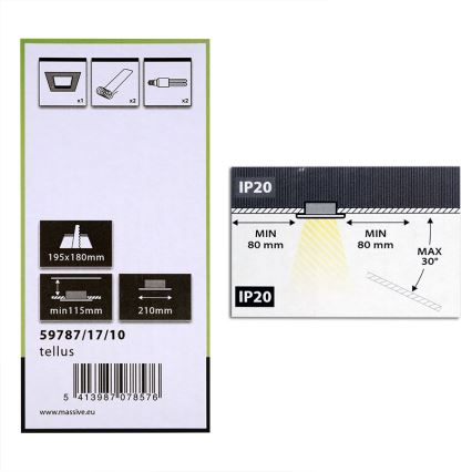 Philips Massive 59787/17/10 - Ugradna stropna svetiljka TELLUS 2xE27/23W/230V