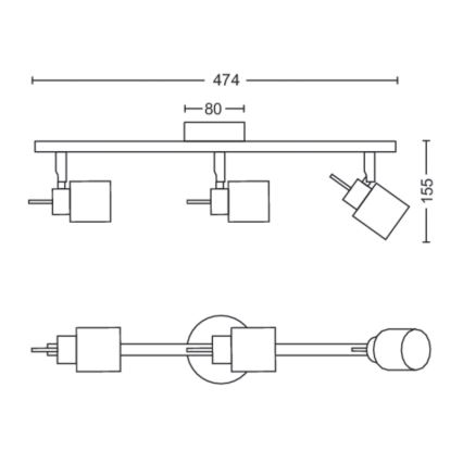 Philips - Spot svetiljka 3x GU10/35W/230V, crna