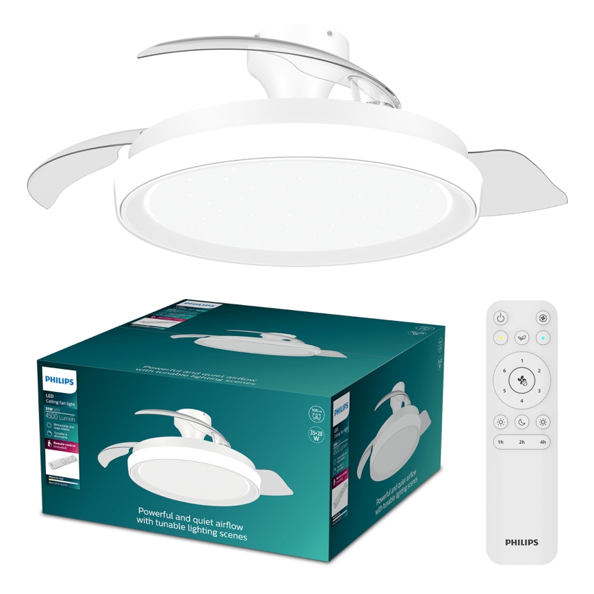 Philips - LED prigušiva stropna svetiljka sa ventilatorom BLISS LED/35W/230V bela + daljinski upravljač