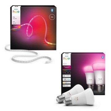 Philips - prigušiva LED RGBW traka Hue FLUX 3m LED/12W/230V + 2x pametna sijalica WHITE AND COLOR AMBIANCE E27/8,1W/230V 1000-20000K