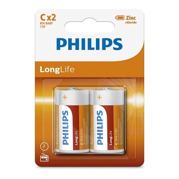Philips R14L2B/10 - 2 kom cink-hloridne baterije C LONGLIFE 1,5V 2800mAh