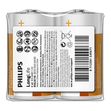 Philips R14L2F/10 - 2 kom cink-hloridnih C baterija LONGLIFE 1,5 V 2800 mAh