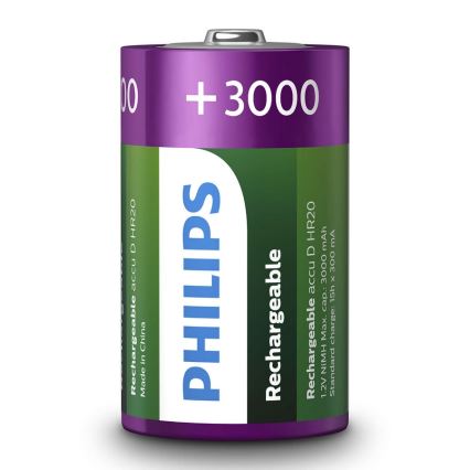 Philips R20B2A300/10 - 2 kom Punjive D baterije MULTILIFE NiMH/1,2V/3000 mAh