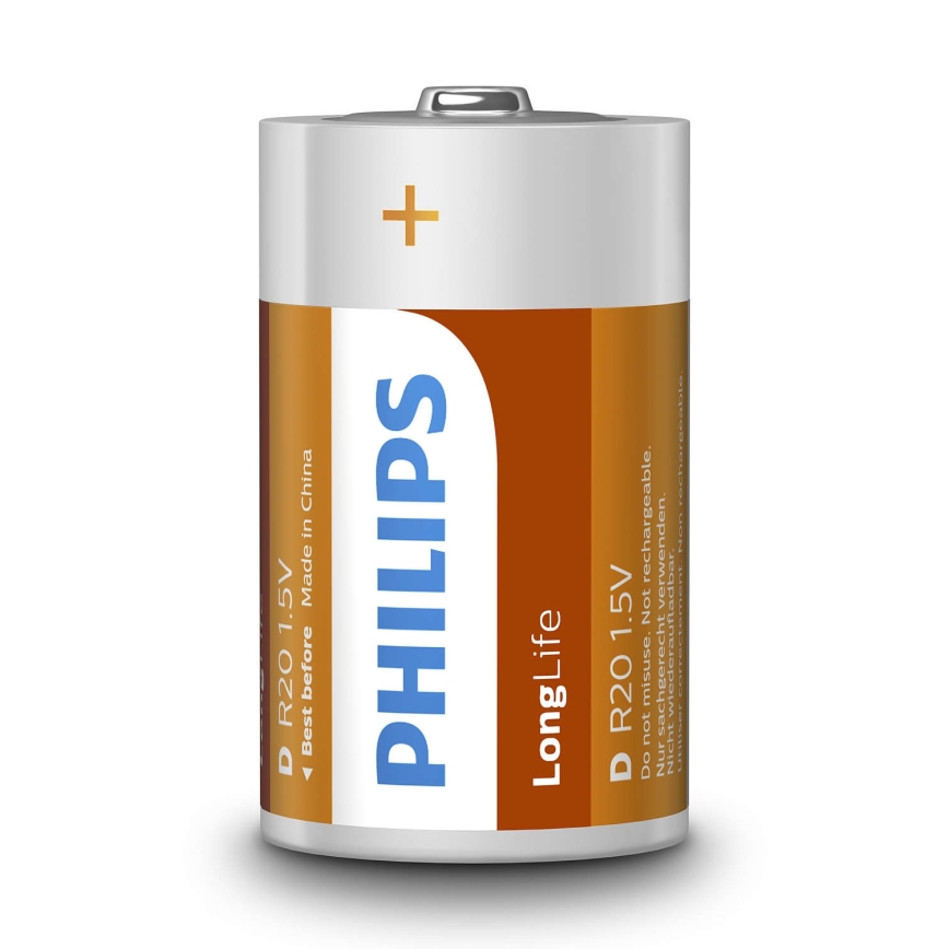 Philips R20L2F/10 - 2 kom D cink-hloridne baterije LONGLIFE 1,5V 5000mAh