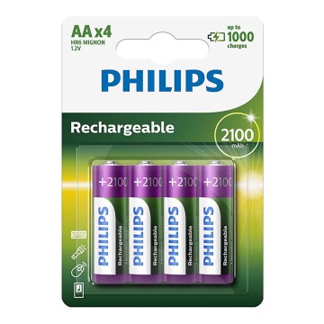 Philips R6B4A210/10 - 4 kom Punjive AA baterije MULTILIFE NiMH/1,2V/2100 mAh