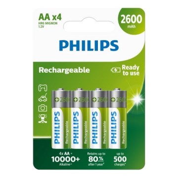 Philips R6B4B260/10 - 4 kom punjive AA baterije NiMH/1,2 V/2600 mAh
