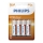 Philips R6L4B/10 - 4 kom cink-hloridnih AA baterija LONGLIFE 1,5V 900mAh