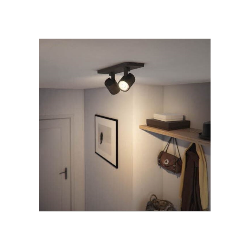 Philips - Reflektorska svetiljka RUNNER 2xGU10/20W/230V crna