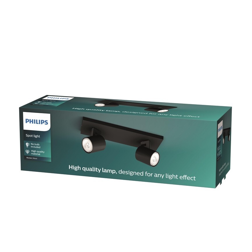 Philips - Reflektorska svetiljka RUNNER 2xGU10/20W/230V crna