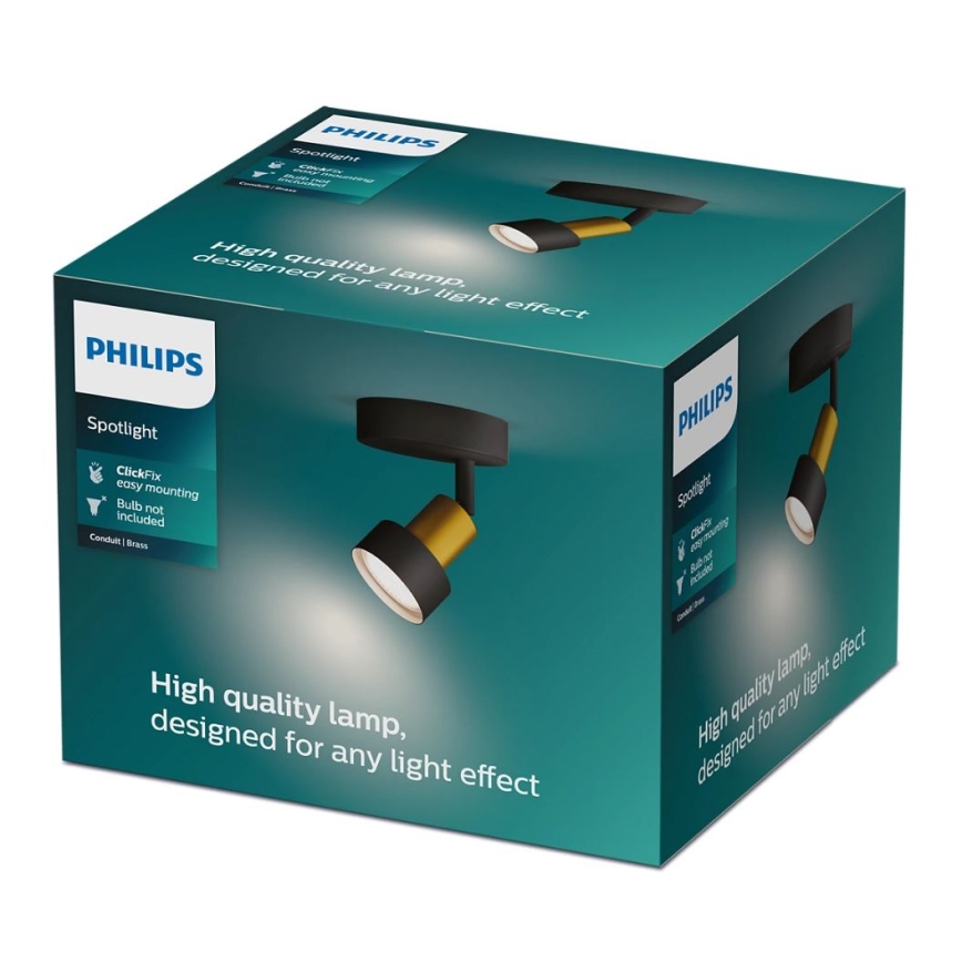 Philips - Reflektorsko svetlo CONDUIT 1xGU10/5W/230V crna/mesing