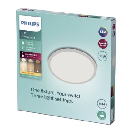 Philips - kupatilsko plafonsko LED svetlo SCENE SWITCH, prigušiva, LED/15W/230V IP44 2700K